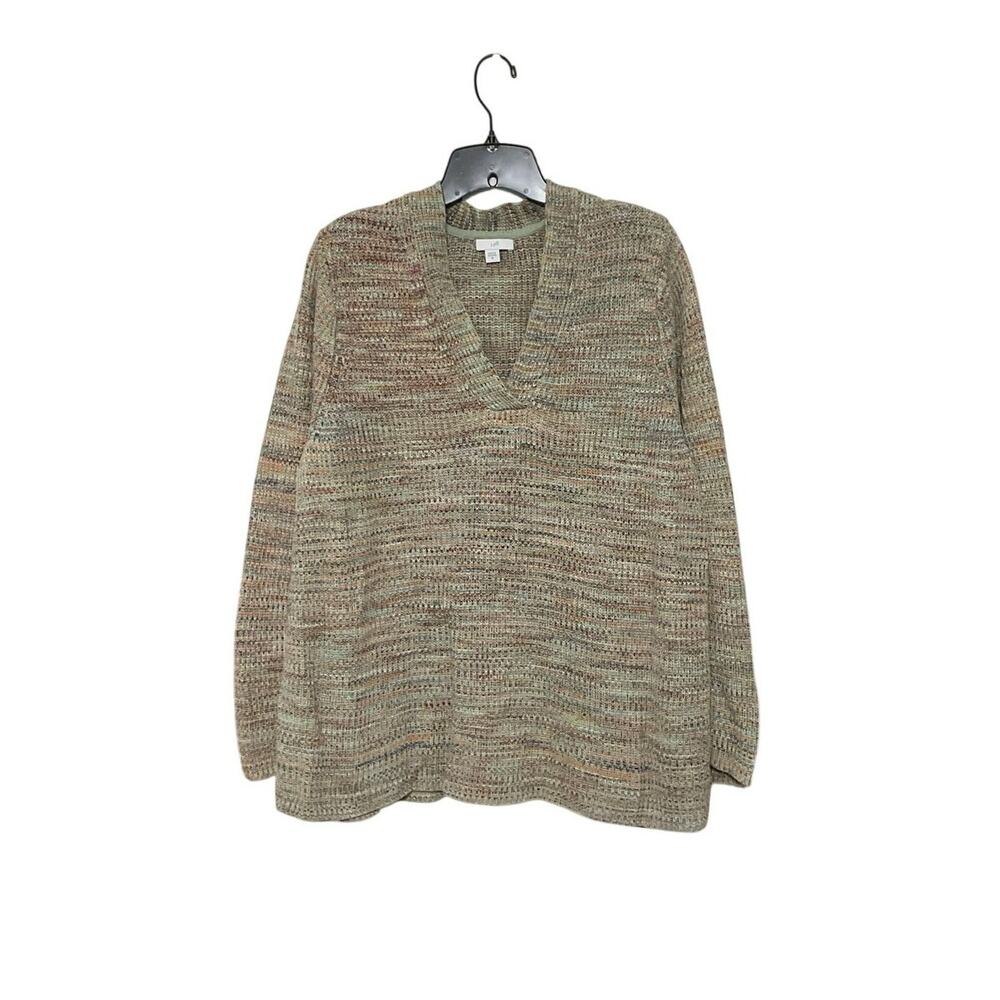 J.Jill Multicolor Sweater Womens X-Large Marled Knit V-Neck Pullover